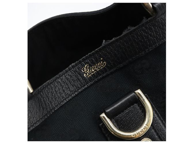 Borsa a mano Abbey in tela GG Gucci nera e oro 130739 Auth LNZ799V - vista 17