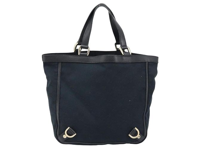Borsa a mano Abbey in tela GG Gucci nera e oro 130739 Auth LNZ799V - vista 2