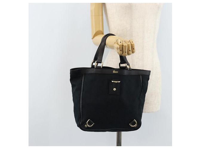 Borsa a mano Abbey in tela GG Gucci nera e oro 130739 Auth LNZ799V - vista 23