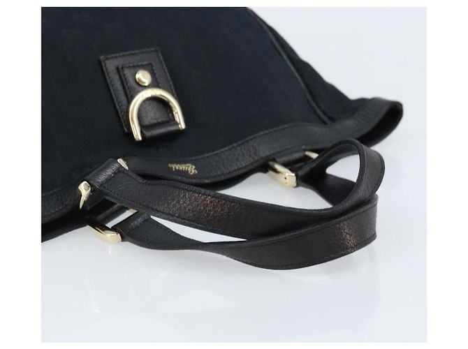 Borsa a mano Abbey in tela GG Gucci nera e oro 130739 Auth LNZ799V - vista 6