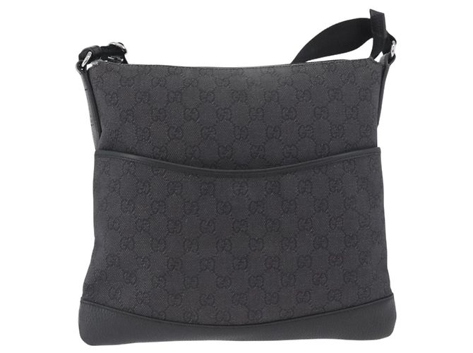 Borsa a Spalla GG Canvas Gucci Nera Argento 374414 Auth 174510 Nero - vista 13