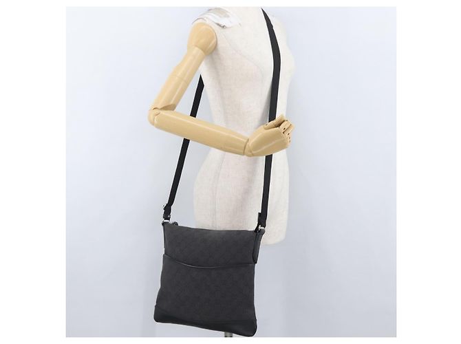 Borsa a Spalla GG Canvas Gucci Nera Argento 374414 Auth 174510 Nero - vista 22