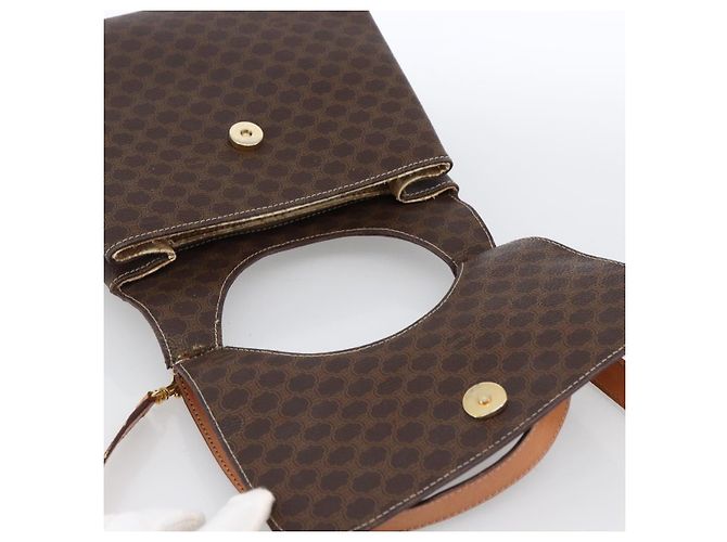 Céline Borsa a mano in tela Macadam CELINE in pelle PVC 2 in 1 marrone oro Auth 170070 D'oro - vista 10