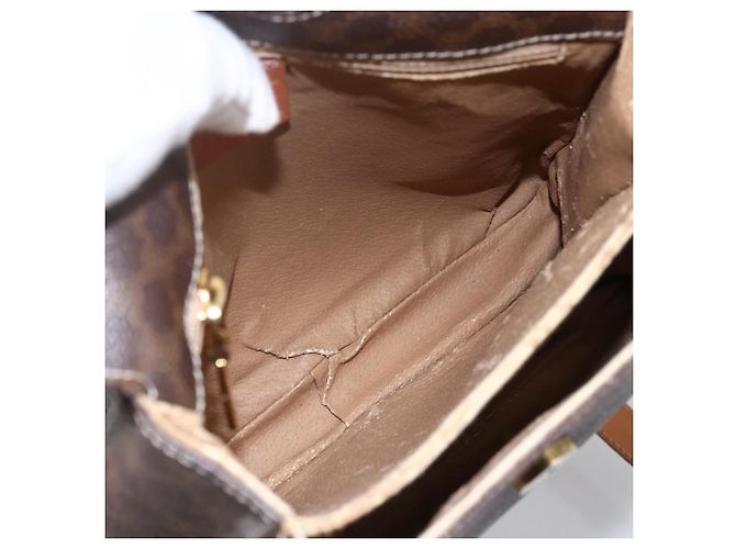 Céline Borsa a mano in tela Macadam CELINE in pelle PVC 2 in 1 marrone oro Auth 170070 D'oro - vista 11