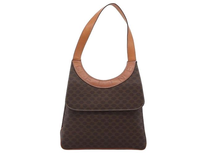 Céline Borsa a mano in tela Macadam CELINE in pelle PVC 2 in 1 marrone oro Auth 170070 D'oro - vista 13
