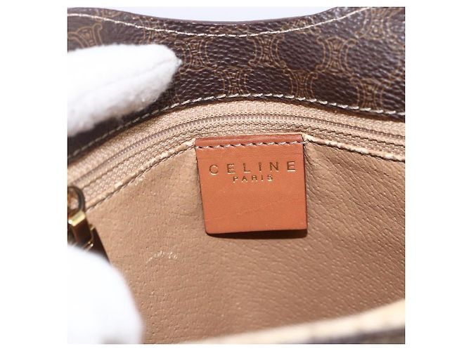Céline Borsa a mano in tela Macadam CELINE in pelle PVC 2 in 1 marrone oro Auth 170070 D'oro - vista 19