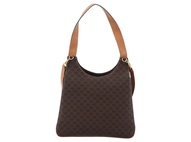 Céline Borsa a mano in tela Macadam CELINE in pelle PVC 2 in 1 marrone oro Auth 170070 D'oro - vista 2