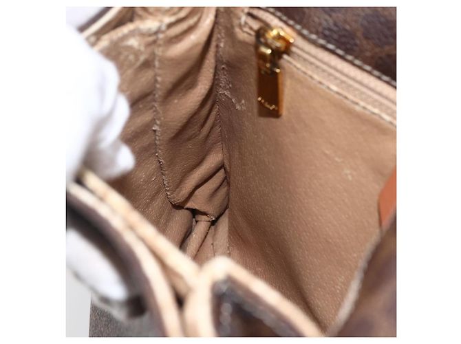 Céline Borsa a mano in tela Macadam CELINE in pelle PVC 2 in 1 marrone oro Auth 170070 D'oro - vista 21
