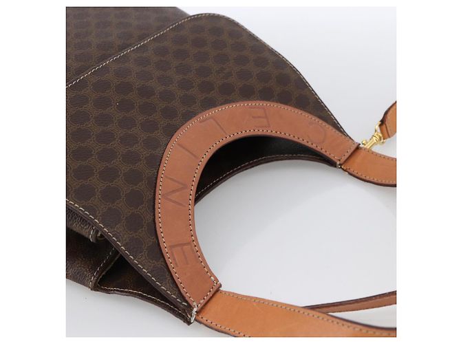 Céline Borsa a mano in tela Macadam CELINE in pelle PVC 2 in 1 marrone oro Auth 170070 D'oro - vista 6