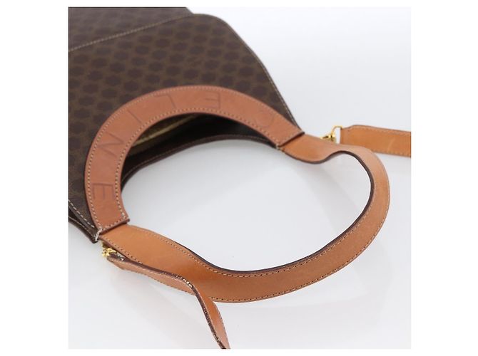 Céline Borsa a mano in tela Macadam CELINE in pelle PVC 2 in 1 marrone oro Auth 170070 D'oro - vista 7