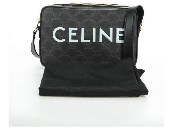 Céline Borsa Messenger Triomphe Medium CELINE Borsa a Spalla PVC Nero Oro Auth ARZ678SAM D'oro - vista 12