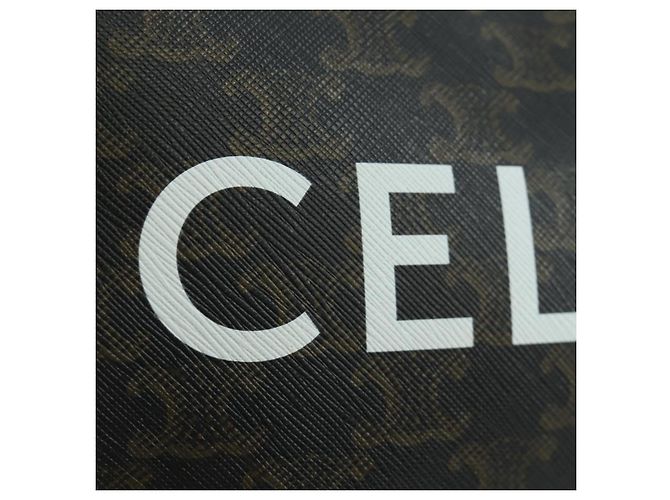 Céline Borsa Messenger Triomphe Medium CELINE Borsa a Spalla PVC Nero Oro Auth ARZ678SAM D'oro - vista 19
