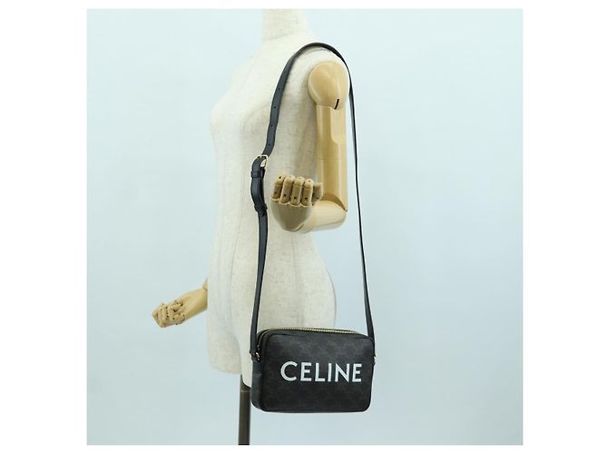 Céline Borsa Messenger Triomphe Medium CELINE Borsa a Spalla PVC Nero Oro Auth ARZ678SAM D'oro - vista 25