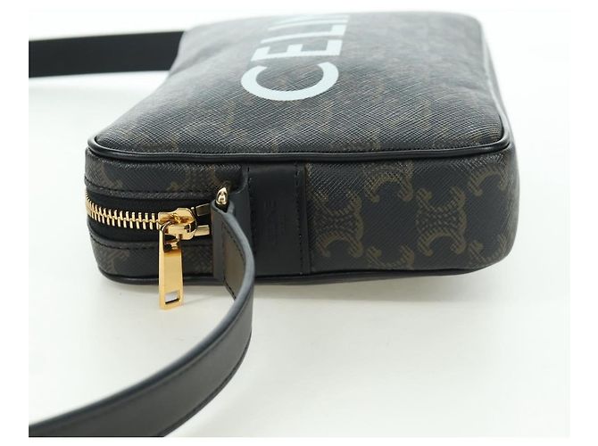 Céline Borsa Messenger Triomphe Medium CELINE Borsa a Spalla PVC Nero Oro Auth ARZ678SAM D'oro - vista 3