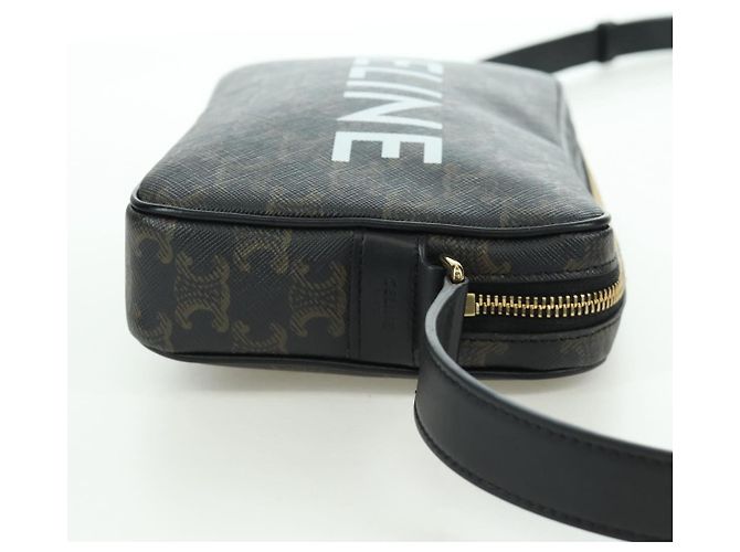Céline Borsa Messenger Triomphe Medium CELINE Borsa a Spalla PVC Nero Oro Auth ARZ678SAM D'oro - vista 4