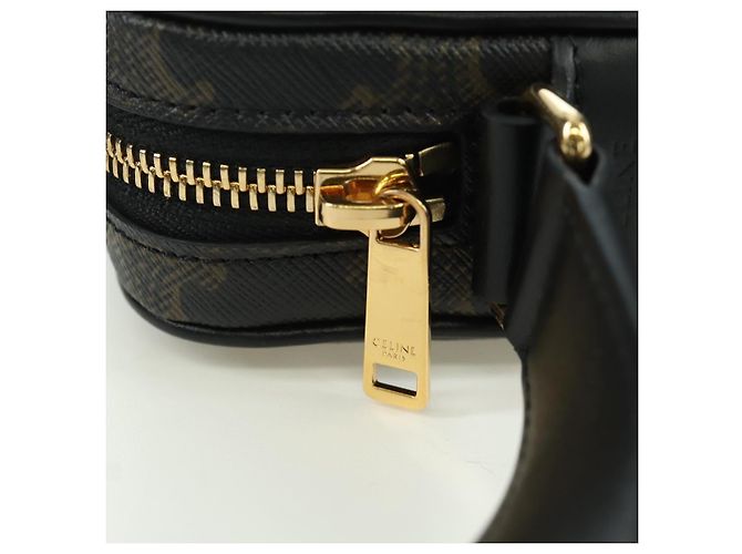 Céline Borsa Messenger Triomphe Medium CELINE Borsa a Spalla PVC Nero Oro Auth ARZ678SAM D'oro - vista 9