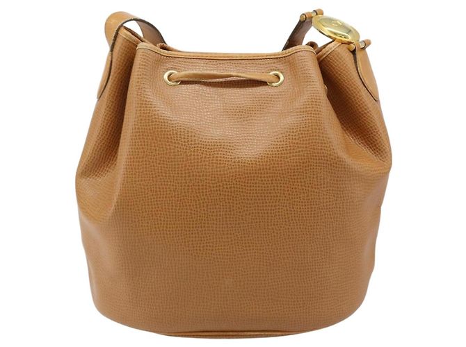 Borsa a Spalla Christian Dior Pelle Marrone Oro Auth ep13792 D'oro - vista 2