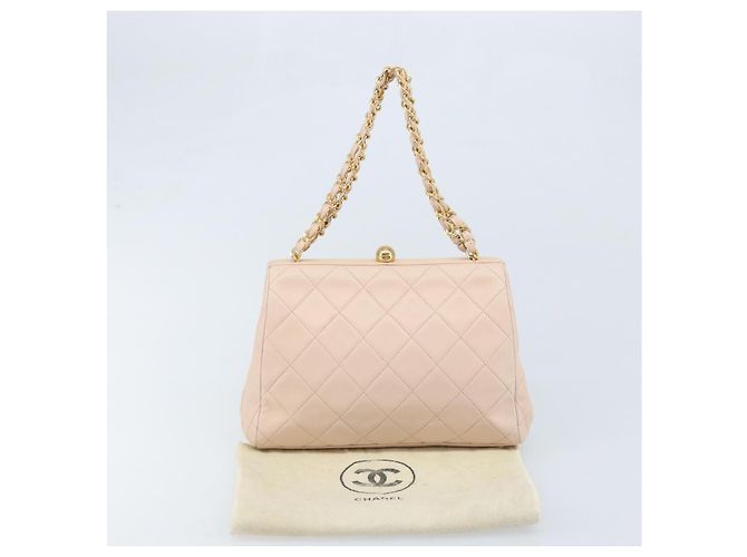 CHANEL Borsa a Mano Chain Matelassé in Pelle di Agnello Rosa Oro CC Auth ka3130SAV D'oro - vista 12