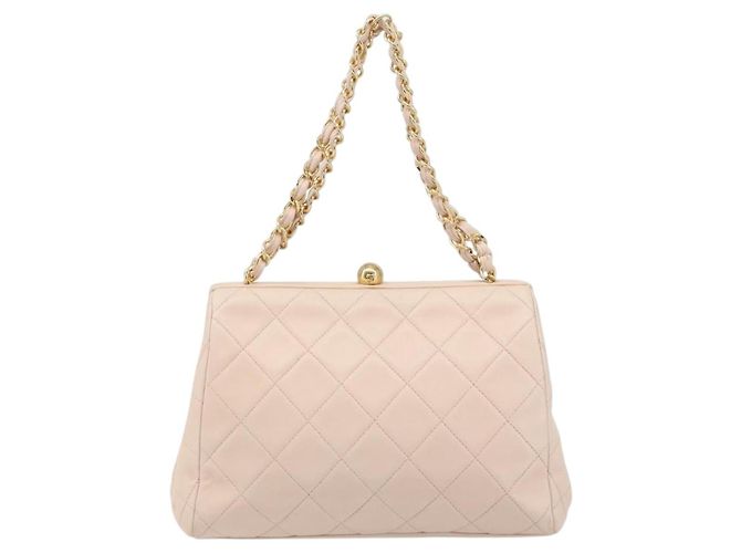 CHANEL Borsa a Mano Chain Matelassé in Pelle di Agnello Rosa Oro CC Auth ka3130SAV D'oro - vista 13