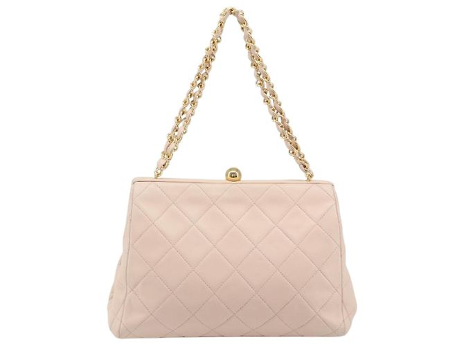 CHANEL Borsa a Mano Chain Matelassé in Pelle di Agnello Rosa Oro CC Auth ka3130SAV D'oro - vista 2