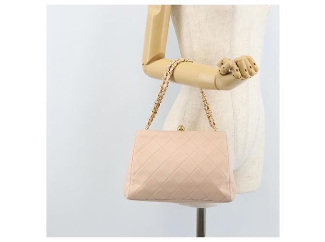 CHANEL Borsa a Mano Chain Matelassé in Pelle di Agnello Rosa Oro CC Auth ka3130SAV D'oro - vista 24