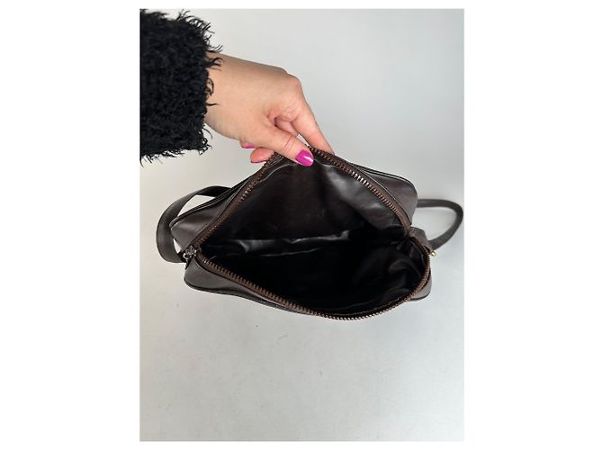 Céline Vintage Celine Paris Triomphe Monogramm Wildleder Schultertasche Braun - Ansicht 6