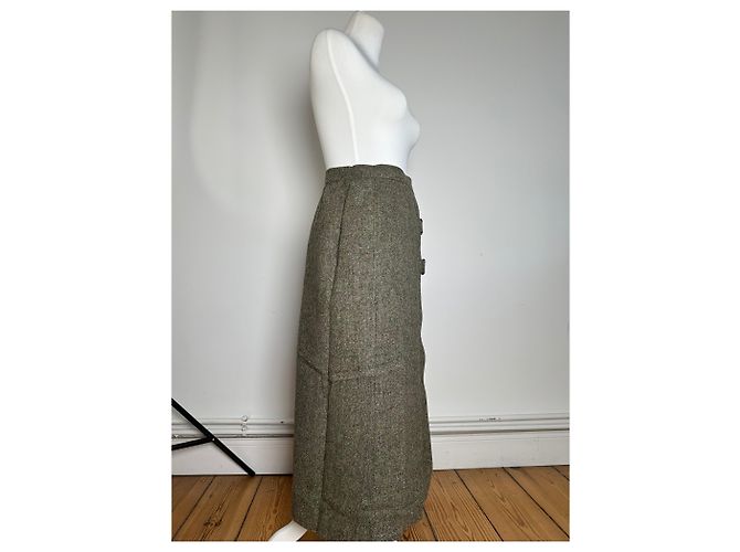 Gonna Lunga in Lana Vintage Dior Grigia M Grigio - vista 2