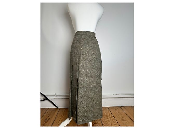 Gonna Lunga in Lana Vintage Dior Grigia M Grigio - vista 3