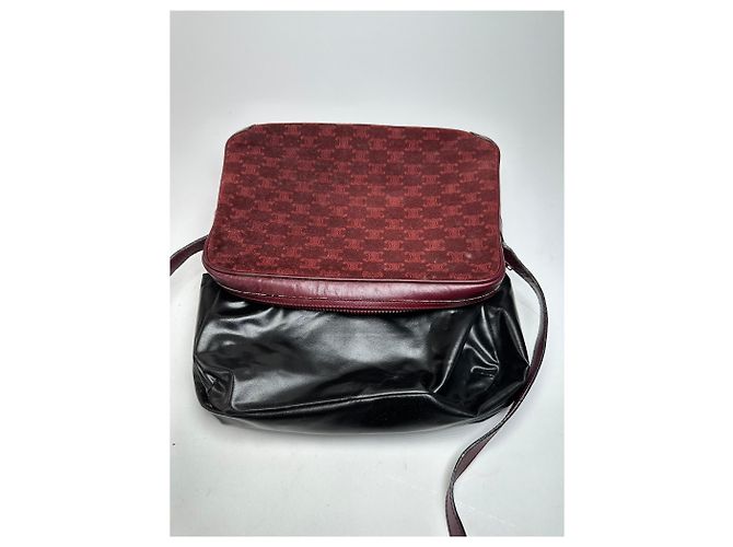 Céline Bolso de hombro de ante burdeos Celine Paris Triomphe Monogram de los años 70 - vista 10