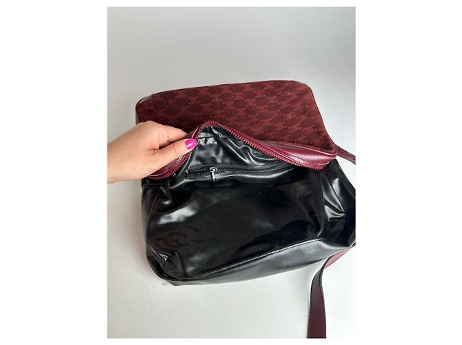 Céline Bolso de hombro de ante burdeos Celine Paris Triomphe Monogram de los años 70 - vista 11