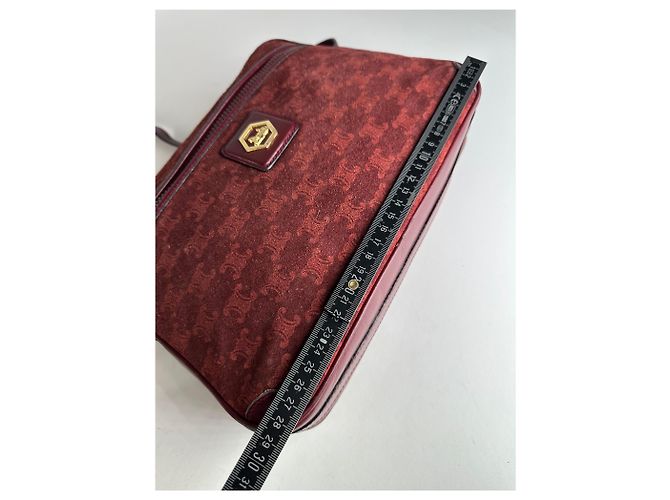 Céline Bolso de hombro de ante burdeos Celine Paris Triomphe Monogram de los años 70 - vista 15