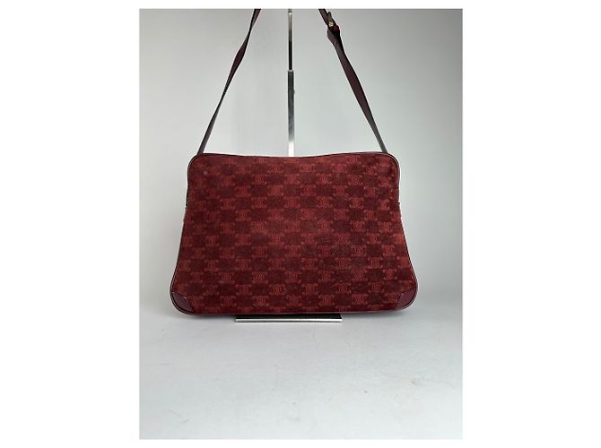 Céline Bolso de hombro de ante burdeos Celine Paris Triomphe Monogram de los años 70 - vista 2