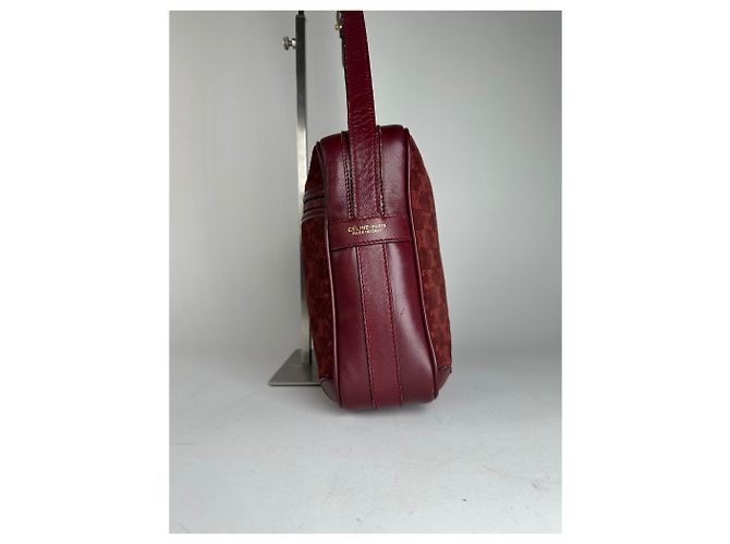 Céline Bolso de hombro de ante burdeos Celine Paris Triomphe Monogram de los años 70 - vista 3