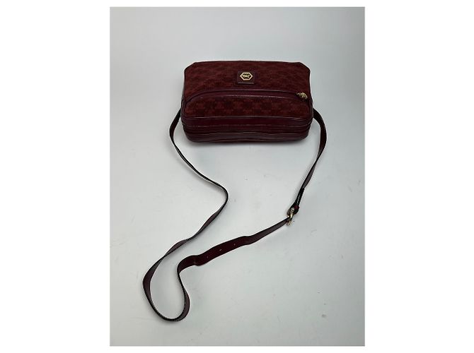 Céline Bolso de hombro de ante burdeos Celine Paris Triomphe Monogram de los años 70 - vista 4