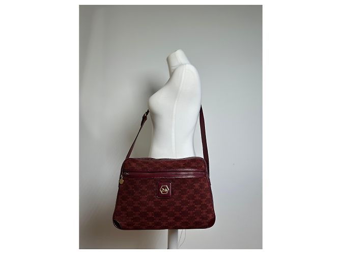 Céline Bolso de hombro de ante burdeos Celine Paris Triomphe Monogram de los años 70 - vista 9