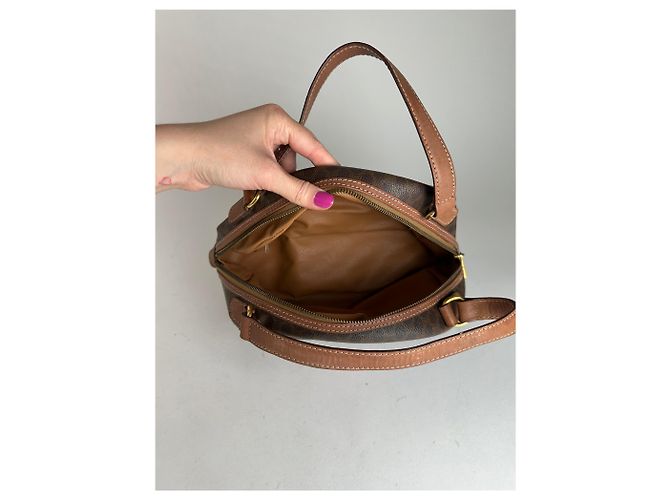 Céline Vintage Celine Paris Triomphe Monogramm Lederhandtasche Braun - Ansicht 11