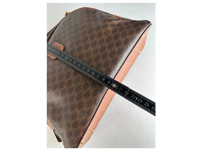 Céline Vintage Celine Paris Triomphe Monogramm Lederhandtasche Braun - Ansicht 14