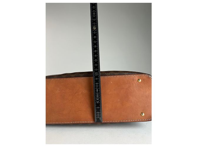 Céline Vintage Celine Paris Triomphe Monogramm Lederhandtasche Braun - Ansicht 15