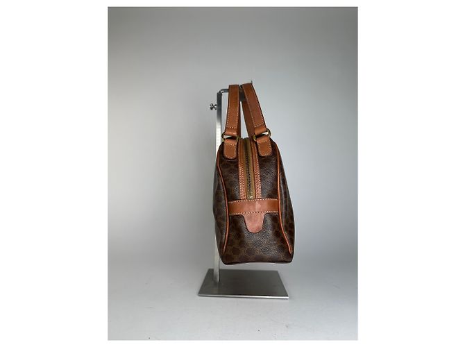 Céline Vintage Celine Paris Triomphe Monogramm Lederhandtasche Braun - Ansicht 3