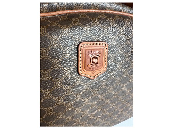 Céline Vintage Celine Paris Triomphe Monogramm Lederhandtasche Braun - Ansicht 5