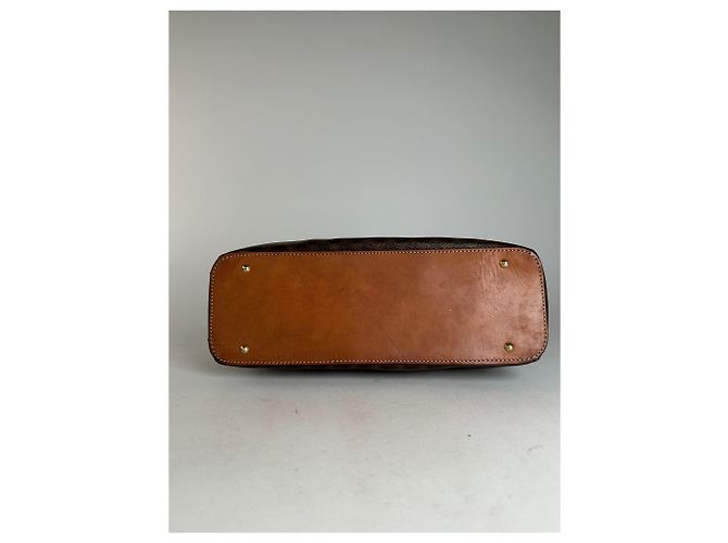 Céline Vintage Celine Paris Triomphe Monogramm Lederhandtasche Braun - Ansicht 6