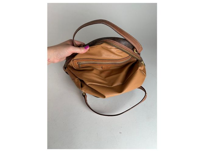 Céline Vintage Celine Paris Triomphe Monogramm Lederhandtasche Braun - Ansicht 7