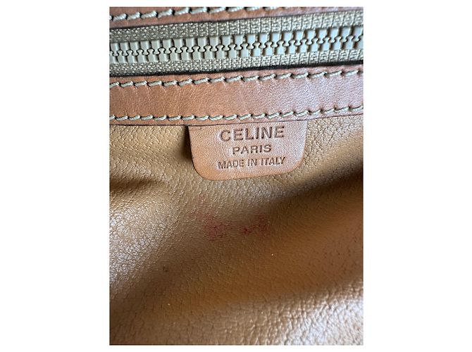 Céline Vintage Celine Paris Triomphe Monogramm Lederhandtasche Braun - Ansicht 8
