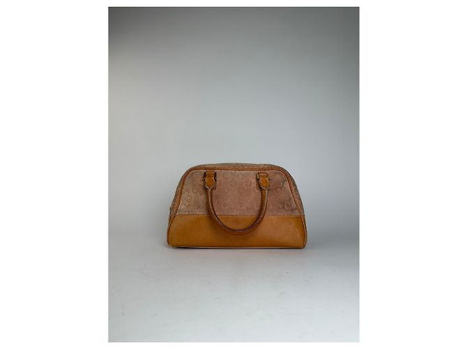 Céline Vintage Celine Paris Triomphe Monogramm Veloursleder Handtasche Rosa Braun Pink - Ansicht 2