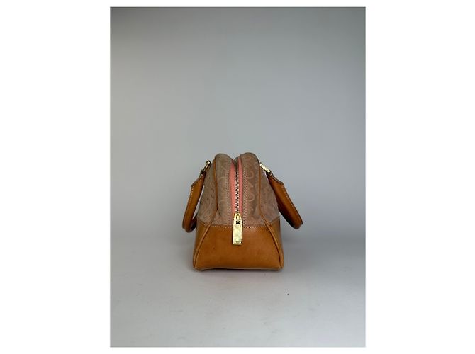 Céline Vintage Celine Paris Triomphe Monogramm Veloursleder Handtasche Rosa Braun Pink - Ansicht 3