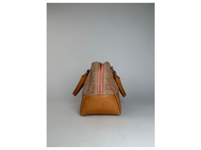 Céline Vintage Celine Paris Triomphe Monogramm Veloursleder Handtasche Rosa Braun Pink - Ansicht 4