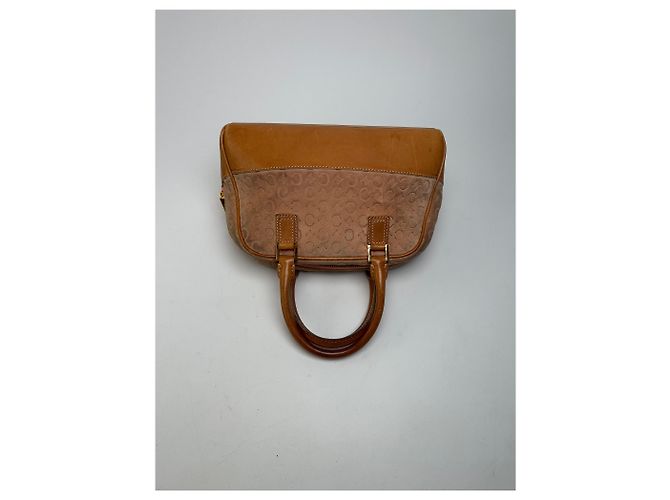 Céline Vintage Celine Paris Triomphe Monogramm Veloursleder Handtasche Rosa Braun Pink - Ansicht 5
