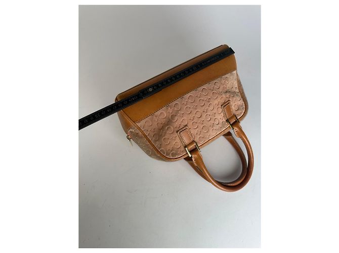 Céline Vintage Celine Paris Triomphe Monogramm Veloursleder Handtasche Rosa Braun Pink - Ansicht 6
