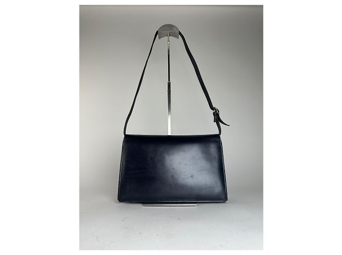 Vintage Givenchy Leder Schultertasche Marineblau - Ansicht 2