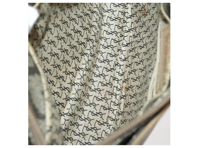 Borsa a Spalla SAINT LAURENT PVC 4 Set Grigio Bianco Auth fm5241 Marrone - vista 13